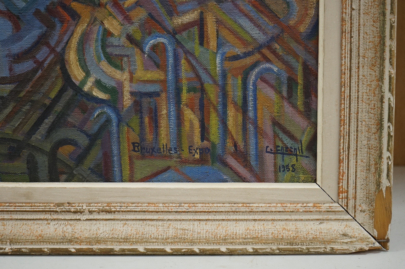 Colbert Cassan (1899-1979), oil on canvas, ‘Bruxelles, Expo’, Abstract composition, signed and dated 1958, 48 x 60cm. Condition - good